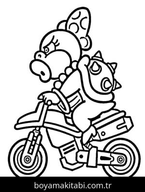 Mario Kart boyama sayfası – çocuk aktivitesi, PDF indir