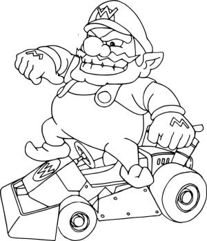 Mario Kart boyama sayfası,  coloring page, Mario Kart Wario Harika, 