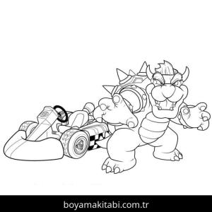 Mario Kart boyama sayfası – sevimli karakter, sanatsal çalışma