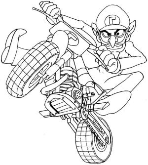 Mario Kart boyama sayfası,  coloring page, Mario Kart’taki Waluigi, 