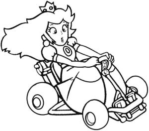 Mario Kart boyama sayfası,  coloring page, Mario Kart Prenses Şeftali, 