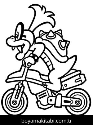 Mario Kart boyama sayfası – çocuk aktivitesi, PDF indir