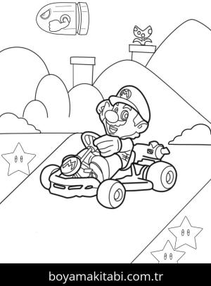 Mario Kart boyama sayfası – renkli çizimler, okul öncesi