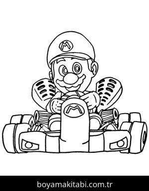 Mario Kart boyama sayfası – basit çizim, kolay boyama