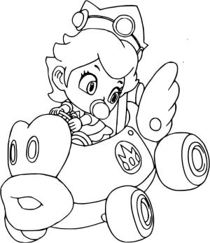 Mario Kart boyama sayfası,  coloring page, Mario Kart’ta Bebek Şeftali, 