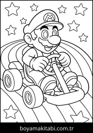 Mario boyama sayfası,  coloring page, canlı, detaylı, şekilli