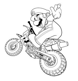 Mario boyama sayfası,  coloring page, Mario Motor Sürücüsü, 