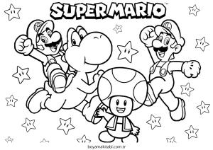 Mario boyama sayfası – renkli çizimler, okul öncesi