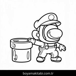 Mario boyama sayfası – eğlenceli etkinlik, el becerilerini geliştirir