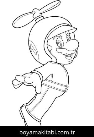 Mario boyama sayfası – çizgi film temalı, basit çizim
