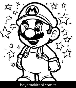 Mario boyama sayfası,  coloring page, kolay, minimal, çizgi