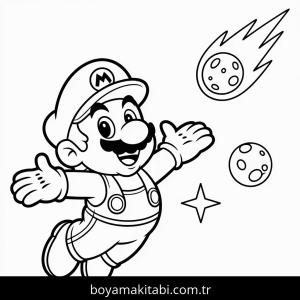 Mario boyama sayfası – çizgi film temalı, basit çizim