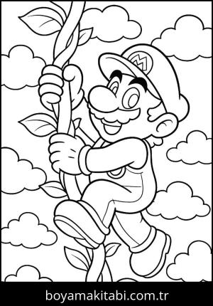 Mario boyama sayfası,  coloring page, kreatif, mutlu, çizgi