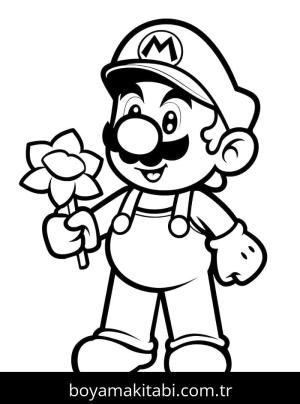 Mario boyama sayfası – çizgi film temalı, basit çizim