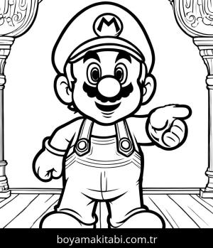 Mario boyama sayfası,  coloring page, sevimli, eğlenceli, canlı
