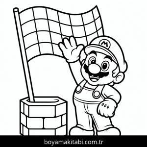 Mario boyama sayfası – sevimli karakter, sanatsal çalışma