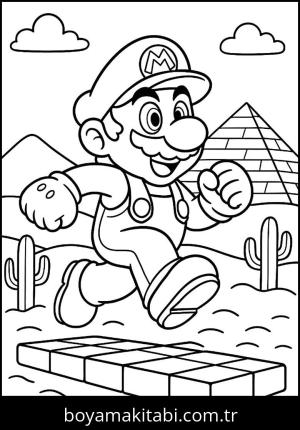 Mario boyama sayfası,  coloring page, şekilli, basit, yuvarlak hatlı
