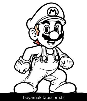 Mario boyama sayfası,  coloring page, mutlu, komik, masalsı