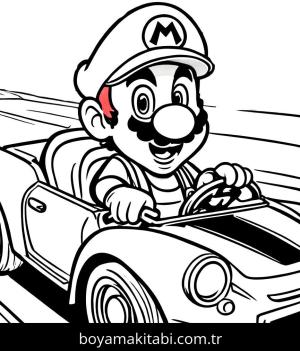 Mario boyama sayfası,  coloring page, çerçeveli, oyunlu, mutlu