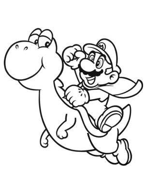 Mario boyama sayfası,  coloring page, Yoshi ile Süper Mario, 