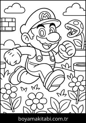 Mario boyama sayfası,  coloring page, çizgi, ince çizgili, şirin