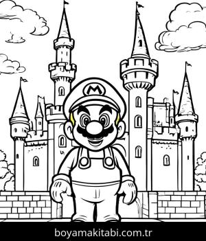 Mario boyama sayfası,  coloring page, renkli, sevimli, komik