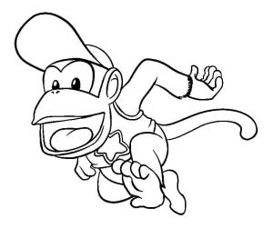 Mario boyama sayfası,  coloring page, Mutlu Diddy Kong, 