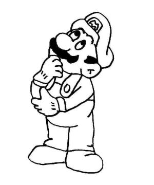 Mario boyama sayfası,  coloring page, Mario Düşünme, 