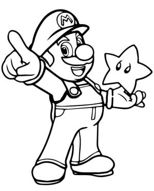 Mario boyama sayfası,  coloring page, Mario ve Yıldız, 