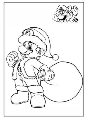 Mario boyama sayfası,  coloring page, Santa Mario, 