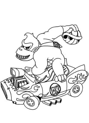 Mario boyama sayfası,  coloring page, Eşek Kong Araba Sürüyor, 