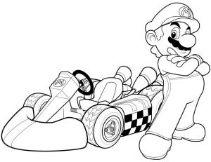 Mario boyama sayfası,  coloring page, Mario Kart Wii’de Mario, 