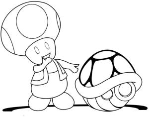 Mario boyama sayfası,  coloring page, Yeşil Kabuklu Kurbağa, 