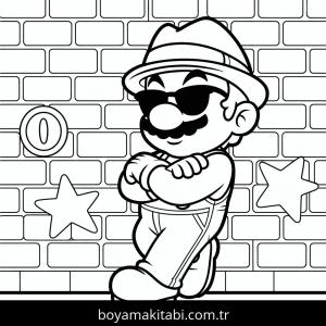 Mario boyama sayfası – boyama etkinliği, çocuk aktivitesi