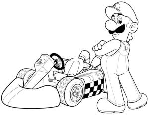 Mario boyama sayfası,  coloring page, Mario Kart Wii’deki Luigi, 