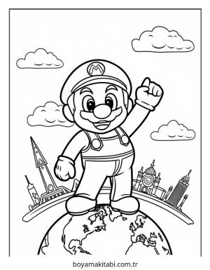 Mario boyama sayfası – okul öncesi, evde etkinlik