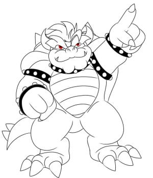 Mario boyama sayfası,  coloring page, Bowser işaret Ediyor, 