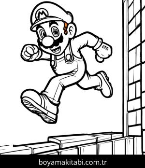 Mario boyama sayfası,  coloring page, renkli, sevimli, komik