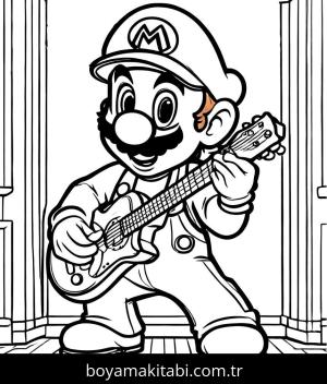 Mario boyama sayfası,  coloring page, kolay, ince çizgili, harika