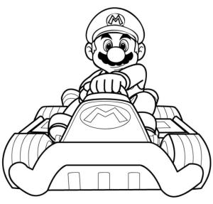 Mario boyama sayfası,  coloring page, Arabada Mario, 