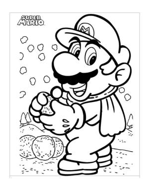 Mario boyama sayfası,  coloring page, Kartopu ile Mario, 