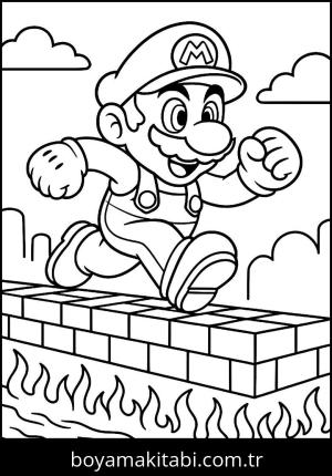 Mario boyama sayfası,  coloring page, popüler, ince çizgili, basit