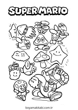 Mario boyama sayfası – boyama etkinliği, çocuk aktivitesi
