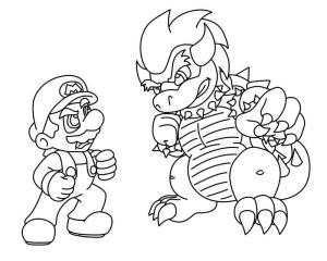 Mario boyama sayfası,  coloring page, Mario vs. Bowser, 