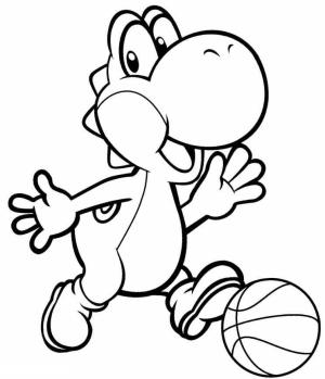 Mario boyama sayfası,  coloring page, Komik Dinozor Topu Vuruyor, 