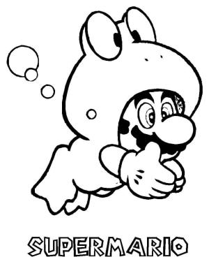 Mario boyama sayfası,  coloring page, Kurbağa Mario, 