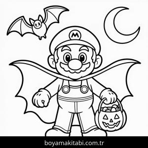 Mario boyama sayfası – basit çizim, kolay boyama