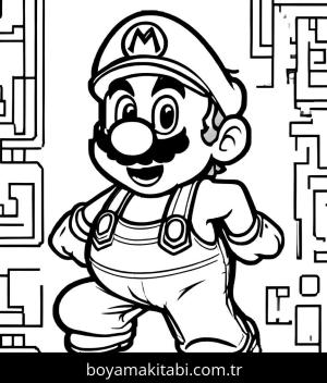 Mario boyama sayfası,  coloring page, kreatif, minimal, canlı