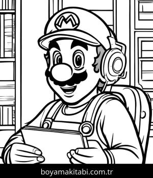 Mario boyama sayfası,  coloring page, yuvarlak hatlı, şekilli, karakterli