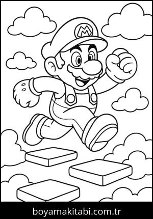 Mario boyama sayfası,  coloring page, çocuklar için, eğlenceli, basit